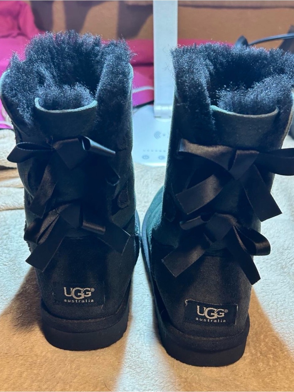UGG Black Bailey Bow II Short Suede Boots